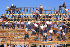 Barn raising (copyright Ian Adams)